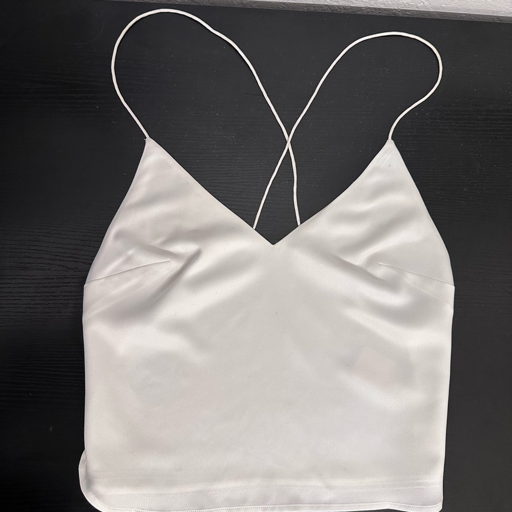 Meshki Elegant Silk White Camisole with Thin Straps